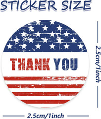 500Pcs Patriotic Thank You Stickers Vintage American Flag Label Decals for 250Th