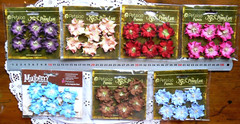 WILD ROSE – 6 Paper Flowers EGGPLANT PURPLE – 3-4cm across Penny Lane Petaloo I
