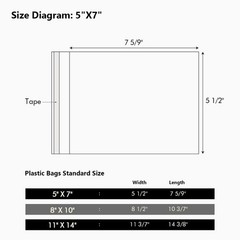 100 Pack 5 1/2 x 7 5/9 Inches Picture Sleeves Bags for 5×7 Mat Board, Acid-Fr…