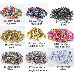 500 PCS Mixed Style Size Metal Brads Kit Colors Paper Fasteners Round Pin