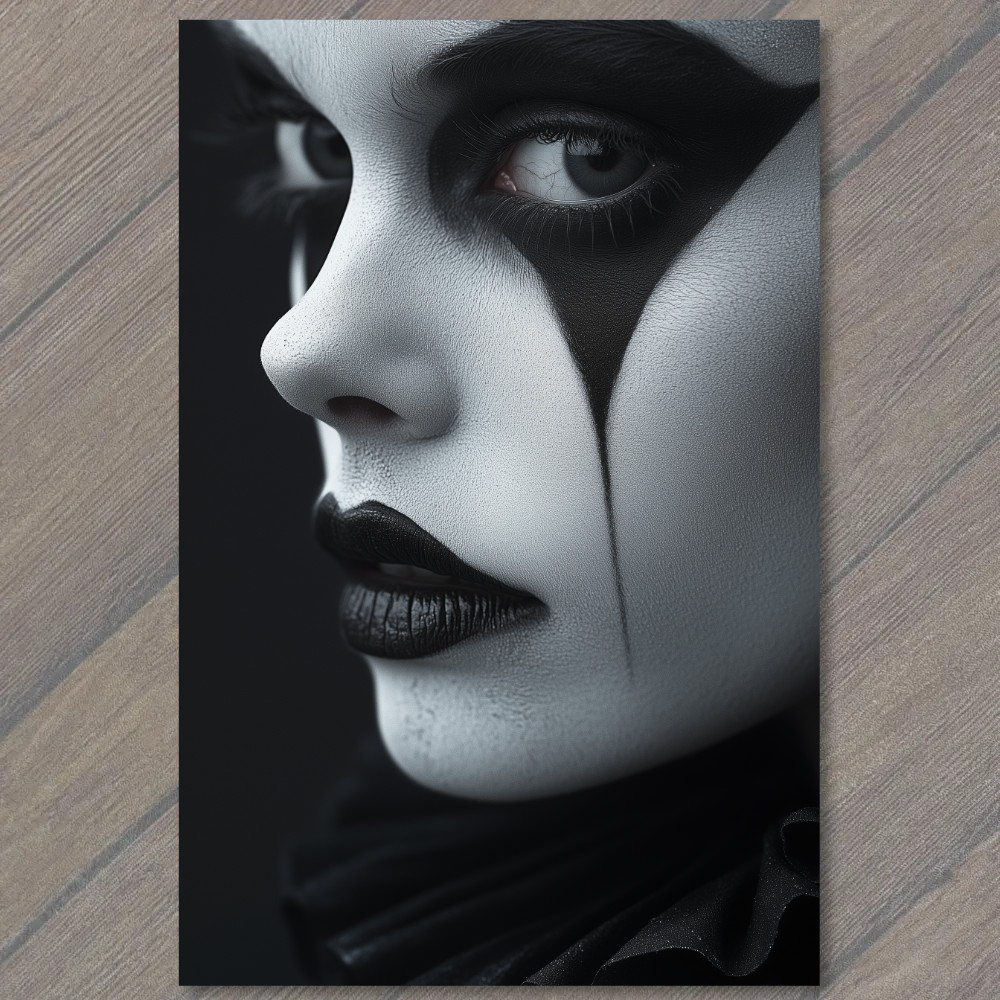 STICKER Dramatic Clown Portrait Piercing Eyes Horror Gaze Carnival Dark Makeu