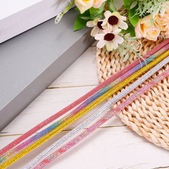 4mm x 120cm Rhinestone Tube Rope Bling Crystal White Mesh Mineral Gray Diamonds