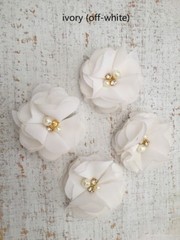 DIY Chiffon Fabric Flower with Pearls and bling Rhinestone Embellishment Craft