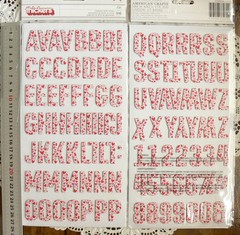 ELLA Wht Red/Pink HEARTS Chipboard 108 Alphabet & Numbers 30mmHigh&5-27mmWide L7