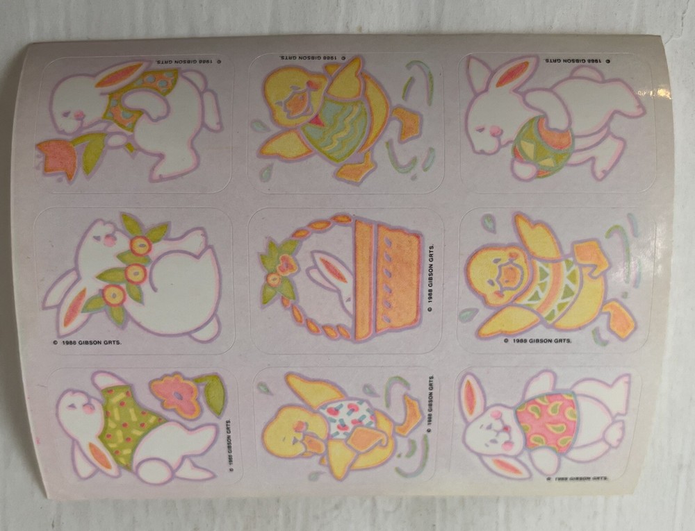 Vintage 1988 Gibson Pastel Color Easter stickers sheet