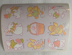 Vintage 1988 Gibson Pastel Color Easter stickers sheet