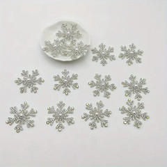 CraftbuddyUS 10pcs x40mm Glitter Rhinestone Snowflake patches, DIY(w/o Adhesive)