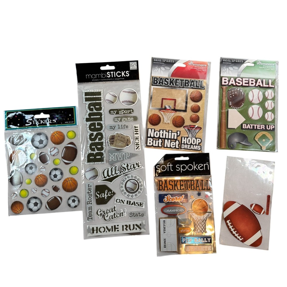 MAMBI Sports Stickers Bundle NWT Baseball Basketball Scrapbook Various Brands