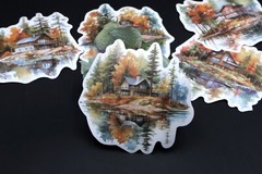 cabin at the lake washi sticker | lakefront cabin Autumn themed die-cut stickers