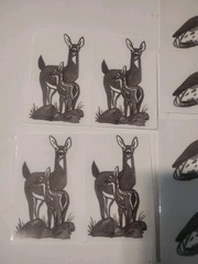 Woodland Animal Sticker Lot Sheets – Deer Owl Bear Raccoon, Black Gray White