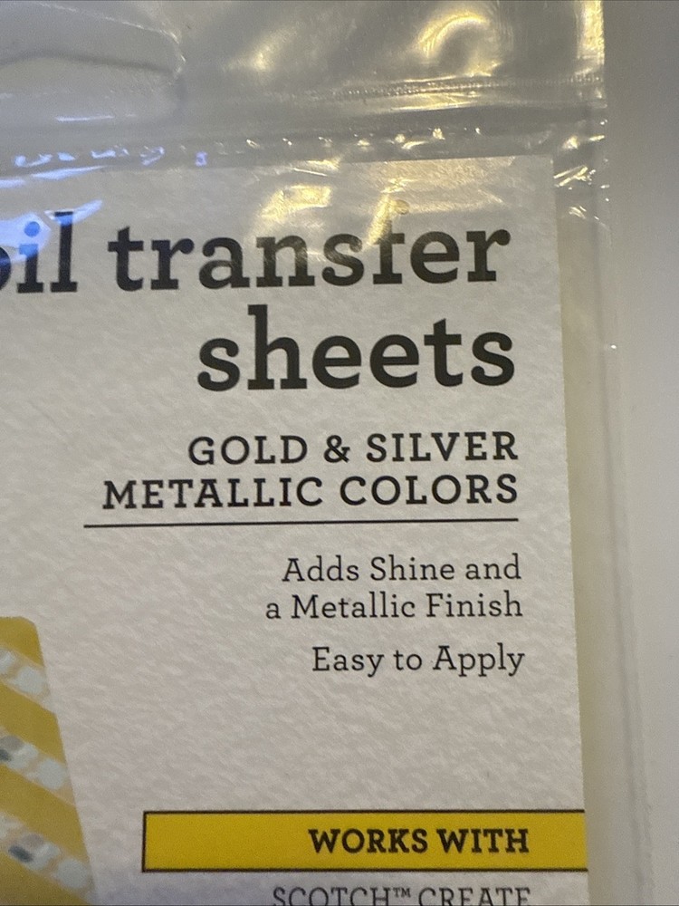 Scotch Create Gold and Silver Foil Transfer Sheets 10 Sheets per PKG 4inx5in