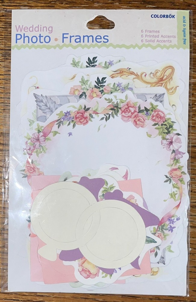 Colorbok Wedding Photo Frames Solid Printed Accents Die-Cuts Floral Scrapbook