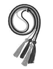 10 Sets of Black and Silver Double Graduation Honor Cords 69″ Long with Tassels