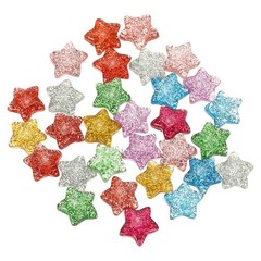 30 Pcs Flat Back Resin Charms, Glitter Star Charms Bulk, Mixed Color