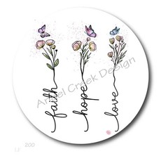FAITH HOPE LOVE FLOWERS SCRAPBOOK STICKERS SYMPATHY FAVORS ENVELOPE SEALS LABELS