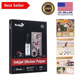 Printable Glossy Sticker Paper – 120 Sheets, 8.5×11, Inkjet-Compatible