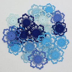 Lacy Flowers Paper Die Cut Embellishments scrapbooking 20 pc Grey Pink