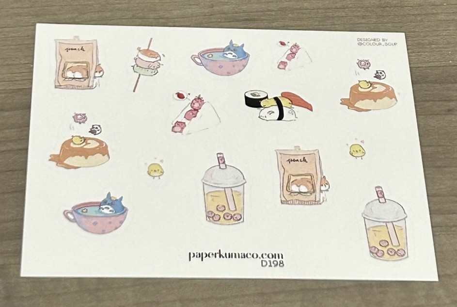 NEW Paper Kuma Co Treats & Tea Sticker Sheet PaperKumaCo Stickers