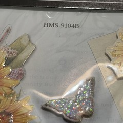 3D Glitter Vellum Jot Hand Made Stickers Flowers Butterfly NEW X2