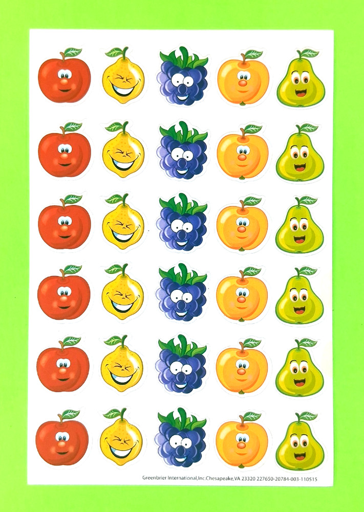 Vintage Fruit Sticker Sheet Pears Peaches Apples Grapes Lemons