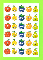 Vintage Fruit Sticker Sheet Pears Peaches Apples Grapes Lemons