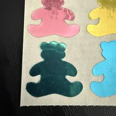 Vintage 1980s Stickers Mylar Foil Bear Small World Greetings 1984 NOS Module
