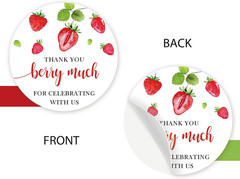 40Pcs Strawberry Thank You Stickers, Thank You Berry Much round Stickers, Sweet