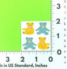 Vintage Fuzzy Great 7 Green & Yellow Teddy Bears Sticker Mod