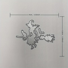 Witch Bat Halloween Flying Broom Metal Die Cutting Cut Dies