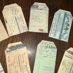 8 Junk Journal tags, Scrapbooking, journaling vintage style receipt tags ￼