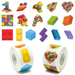 1000Pcs Block Stickers for Kids, 2 Roll Colorful Bricks Paper Self Adhesive H…