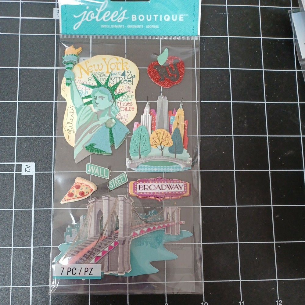 SCRAPBOOK STICKER Title Travel New York City Broadway Bridge Statue Liberty