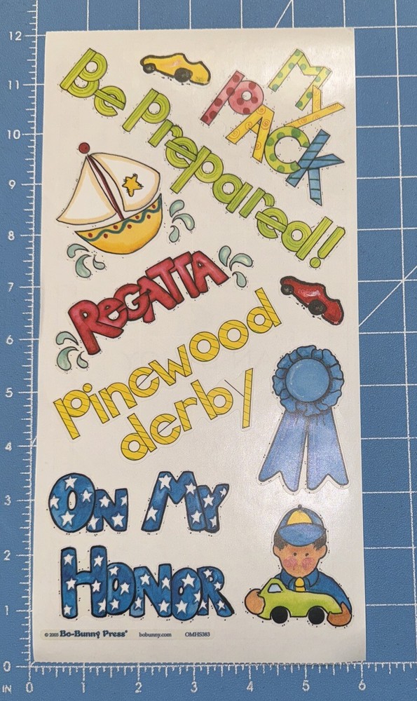 Bo Bunny Press BOY CUB SCOUTS On My Honor Stickers Individual Sheet Jan Lanoy