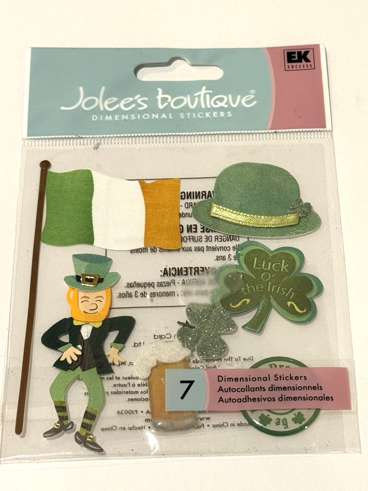 Jolee’s Boutique St. Patrick’s Day Stickers Proud to Be Irish Shamrock Beer NEW