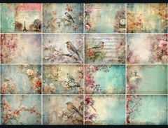 16 Pcs Birds And Flowers Tags Junk Scrapbook USA