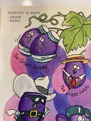 Hallmark Silly Scents Grape Scratch Sniff 1983 Famous Grapes RARE One Sheet