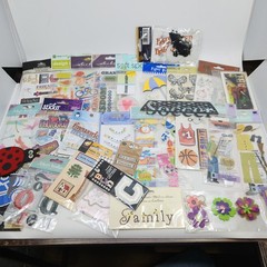 Lot Of Assorted Scrapbook Crafts Embellishments Stickers Family School Sports