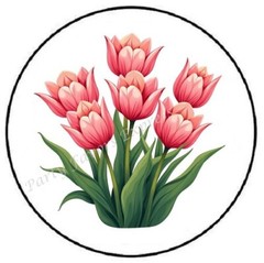 PINK TULIPS ENVELOPE SEALS LABELS STICKERS PARTY FAVORS