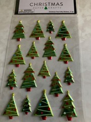 CHRISTMAS PAPER CRAFTS CHRISTMAS TREE PUFFY STICKERS 17PCS BRIGHT GREEN TREES