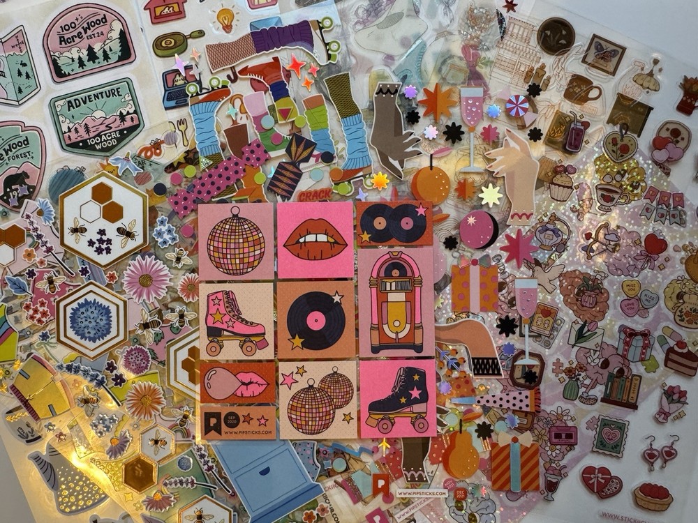 Fun Sticker Set, Lot Of 22 Sheets, Pipsticks And Stickiiclub