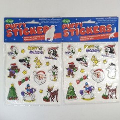 VINTAGE PUFFY CHRISTMAS STICKERS – 2 Packs – Cute Designs – Fun World #7020