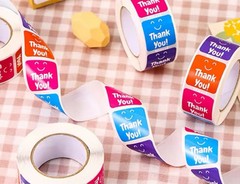500 Thank You Stickers / 1 Roll 2.5 cm X 2.5 cm
