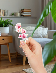 Orchid Flower Die Cut Vinyl Stickers Set Scrapbooking Laptop Waterbottle