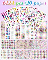 6124Pcs Gem Stickers-Self-Adhesive Face Jewelry Stickers, Acrylic Gems DIY Cr…