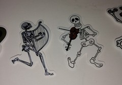 Skeleton Musician Stickers Lot Of 5 Halloween Music Skull Bones Spooky