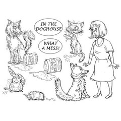 New CARD HUT Rubber Stamp DOGS CATS PETS HOUSEHOLD HELPERS clear free USA ship