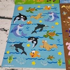 Mattel Cartoon Animal Scrapbooking Stickers Farm Jungle Marine Life Lot 4 Sheets
