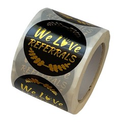We Love Referrals(Kraft)/ Thank You for Your Order Stickers 500/Roll, Free Ship