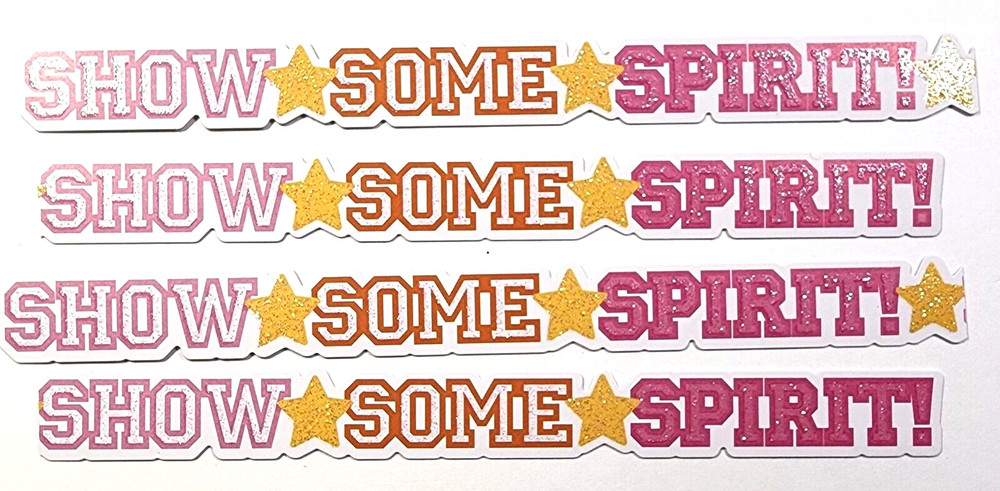 School Show Some Spirit Cheerleader Cardstock Glitter Stickers 4pc 6″ x 5/8″