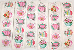 30 Pink Flower Teapot Stickers/Scrapbooking/Crafts/Journals/Planner/Diary/1 inch